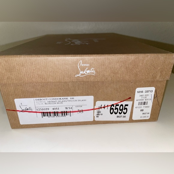 CHRISTIAN LOUBOUTIN DEBOUT CONDORAPIK 100 VINYL & PATENT PUMP LIN BLUE SPLASH - Picture 9 of 13